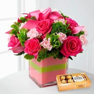 Cubito rosas y chocolate